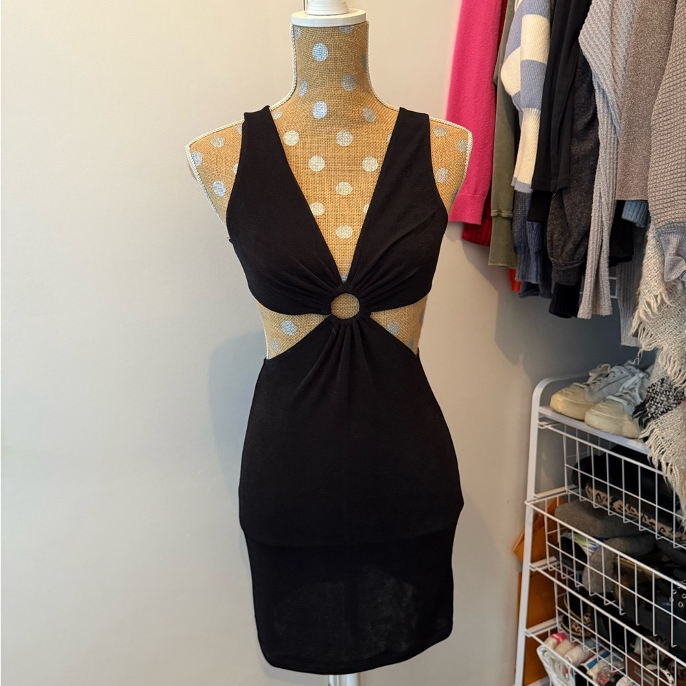 Elegant Black Cut-Out Dress